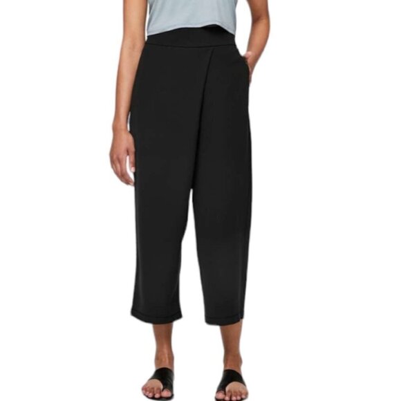 Lululemon With The Flow Pant Wide Leg High Rise Wrap-Front Casual Black 6 - Picture 1 of 9